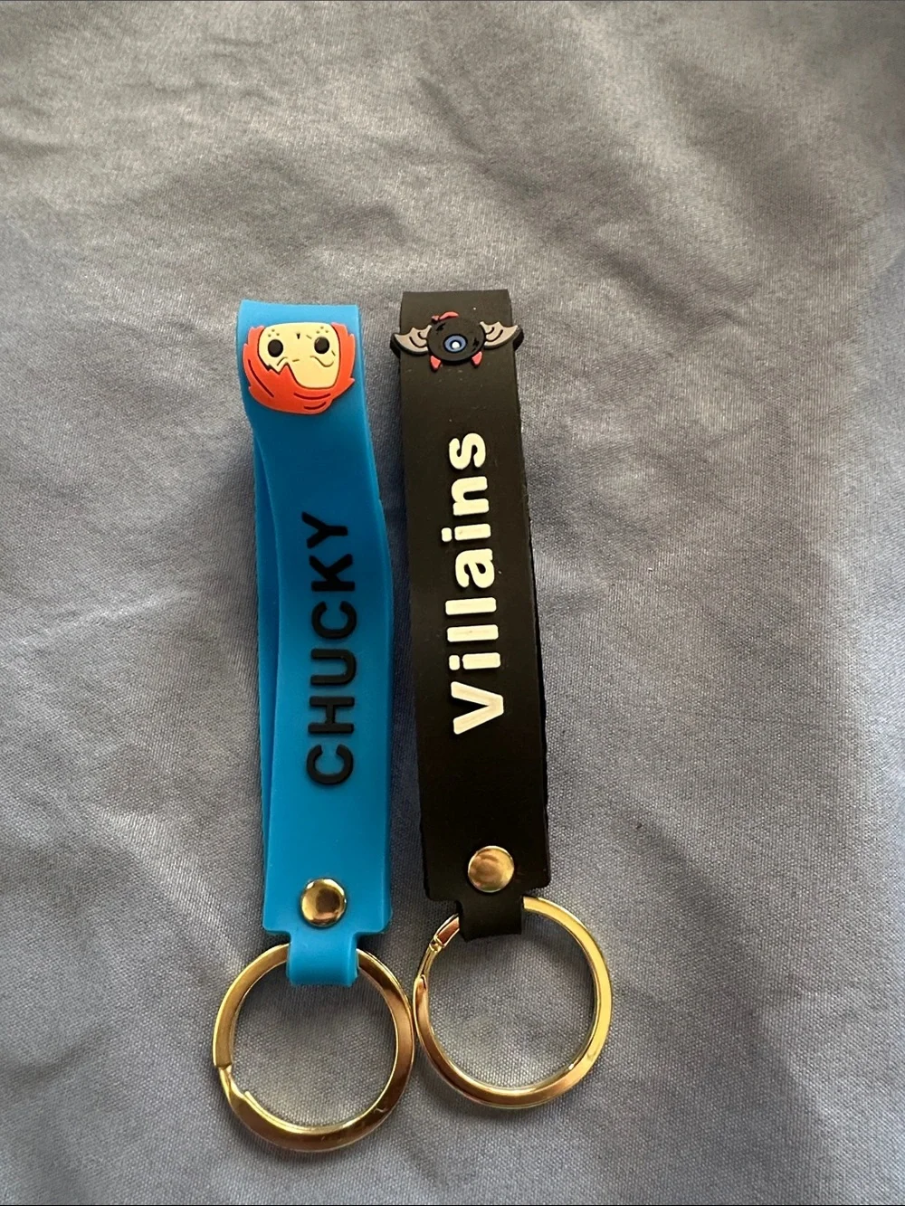 Blue & Black Character Silicone Key Fob Set